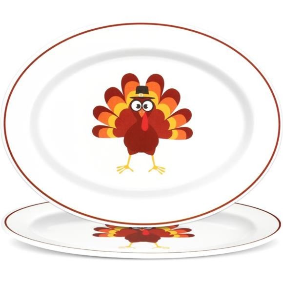 Reusable Thanksgiving Serving Platter Melamine Plate Turkey Oval Melamine Plate - Picture 1 of 7